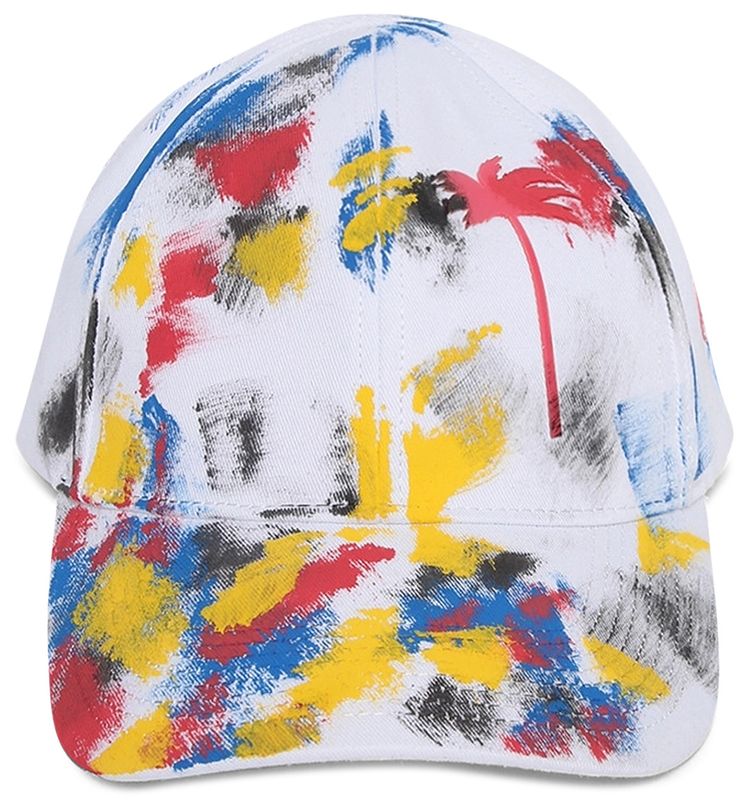 Palm Angels Painted Palm Cap WhiteFuchshia