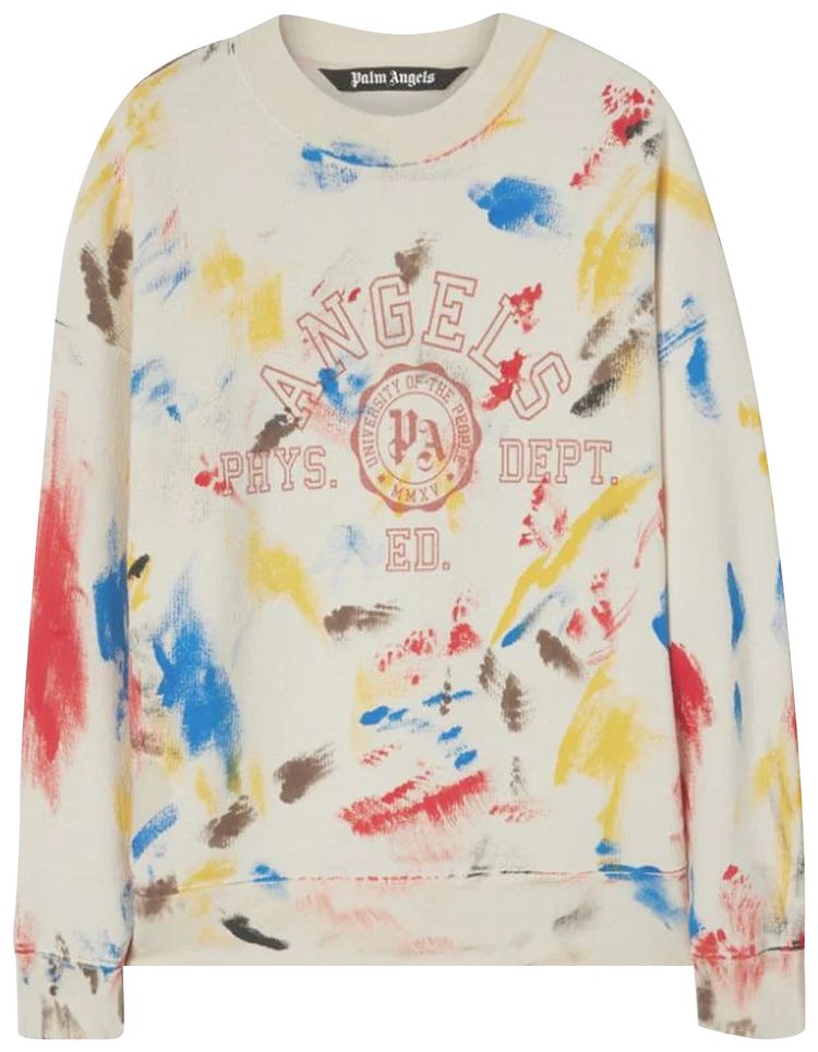 Palm Angels Painted College Crew Off WhiteRed
