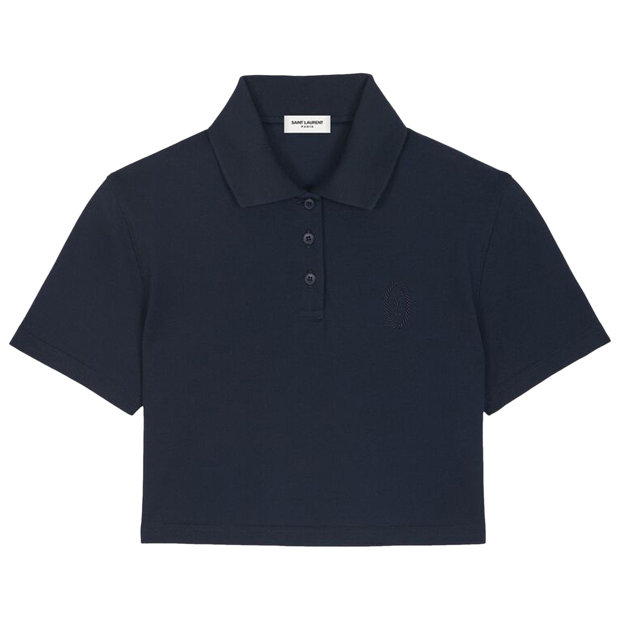 Buy Saint Laurent Monogram Cropped Polo Shirt 'Marine' - 686218