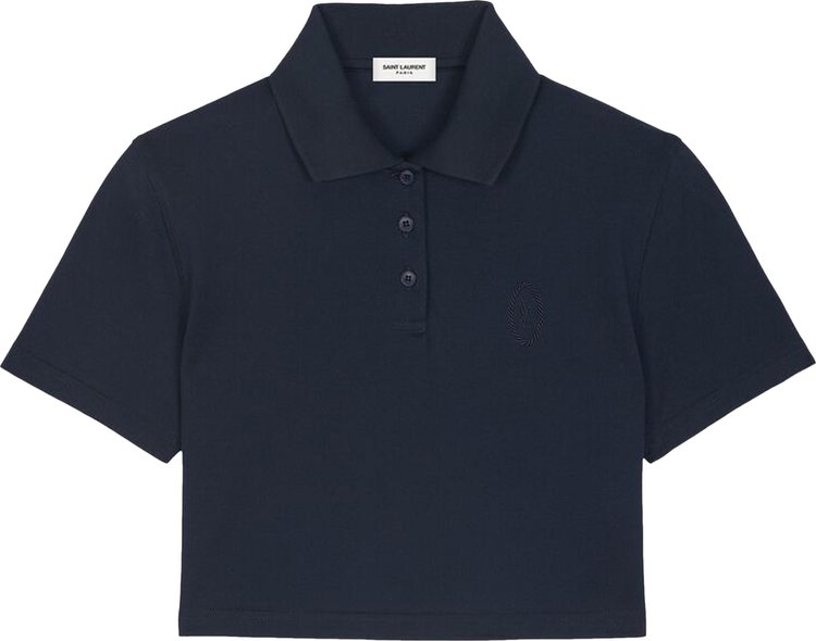 Saint Laurent Monogram Cropped Polo Shirt 'Marine'
