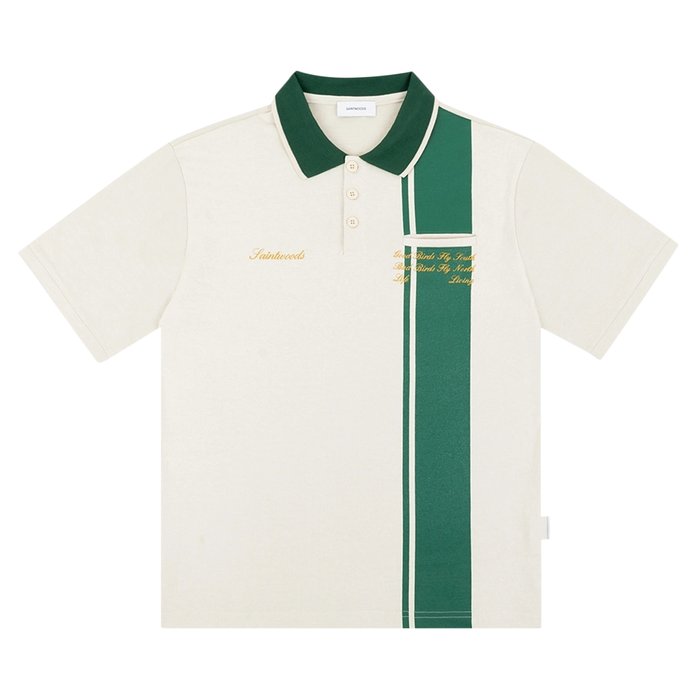 Buy Saintwoods x The Webster Knit Polo 'White/Green' - SWWEB03 WHIT | GOAT