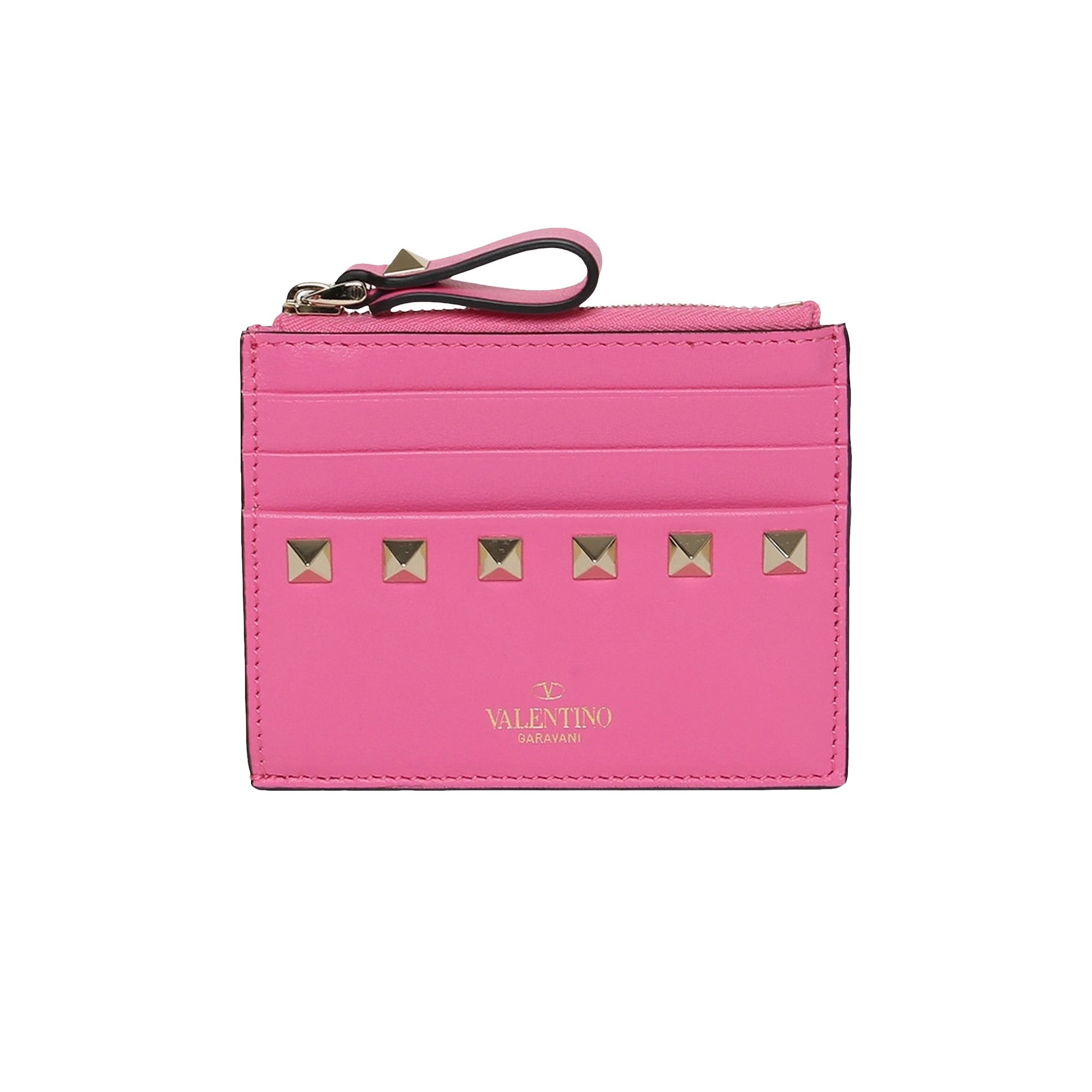 Buy Valentino Rockstud Coin Card Case Feminine Pink XW2P0T35BOL HW4 GOAT