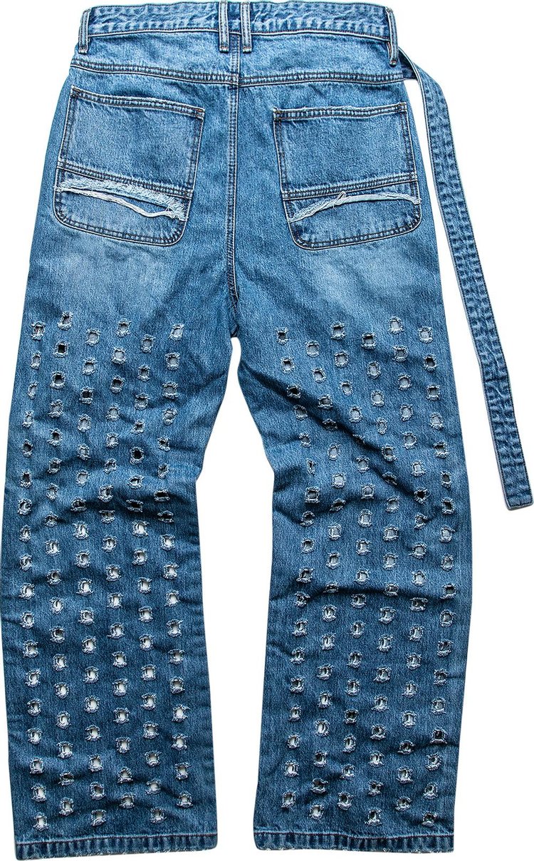 We11done Cut Out Pants Blue