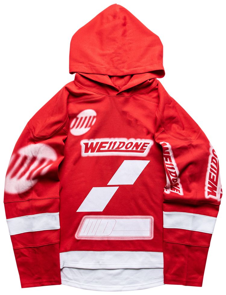 We11done Oversized Football Hoodie Red