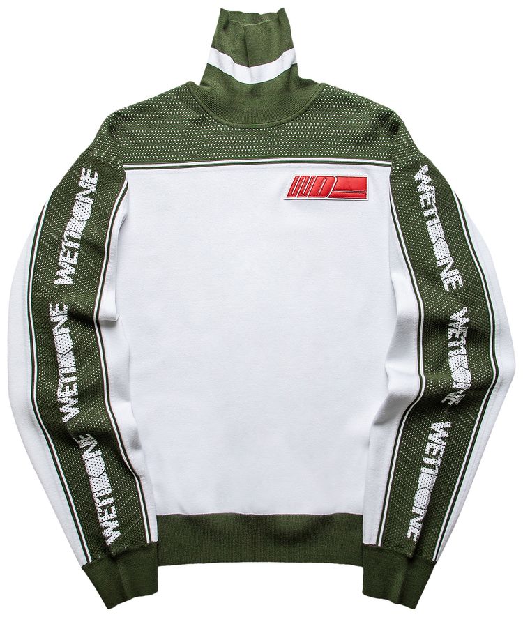 We11done Side Logo Mesh Top Olive