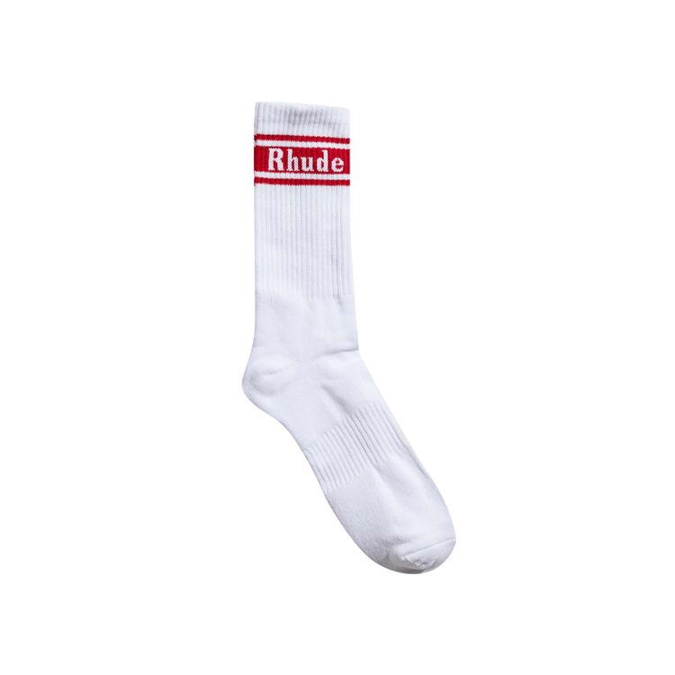 Rhude Stripe Logo Sock WhiteRed