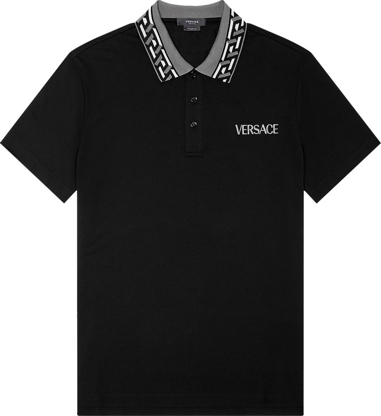 Versace La Greca Accent Polo Shirt 'Black'