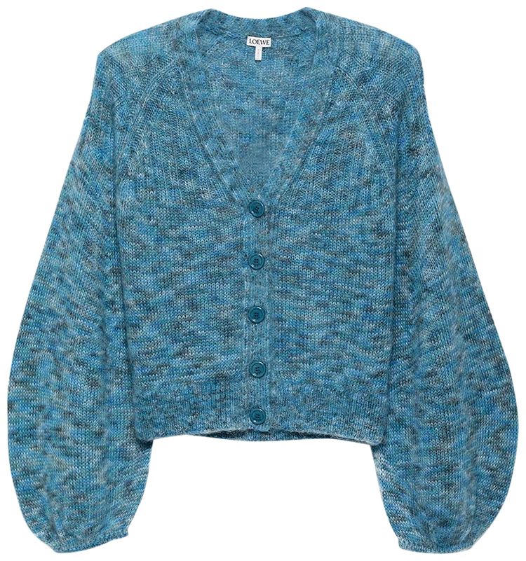 Loewe Balloon Sleeve Cardigan Blue Multitone