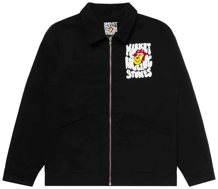 Market x Rolling Stones Smiley Garage Jacket Black