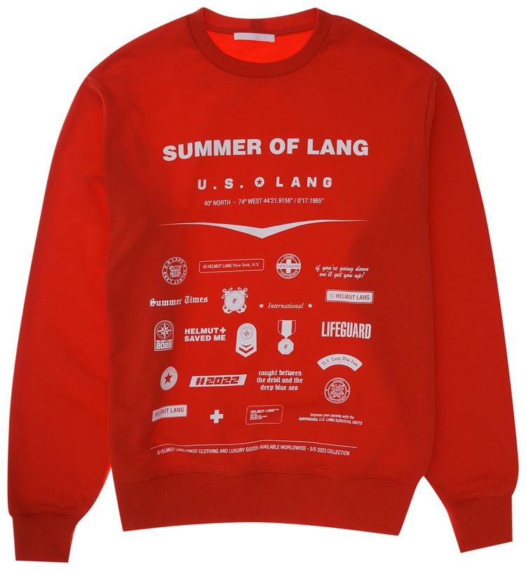 Helmut Lang Badge Crewneck Fiery Red