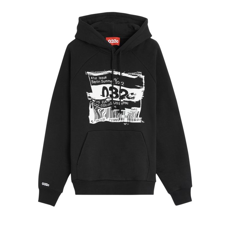 Buy 032C Barcode Glitch Hoodie 'Black' - SS22 C 2030 M BLAC | GOAT