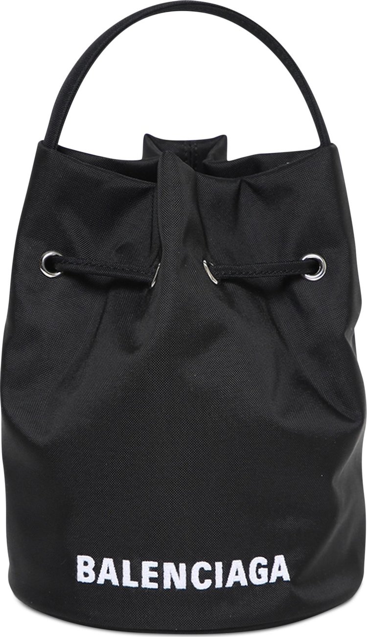 Balenciaga Wheel Drawstring XS Bucket Bag 'Black/White'