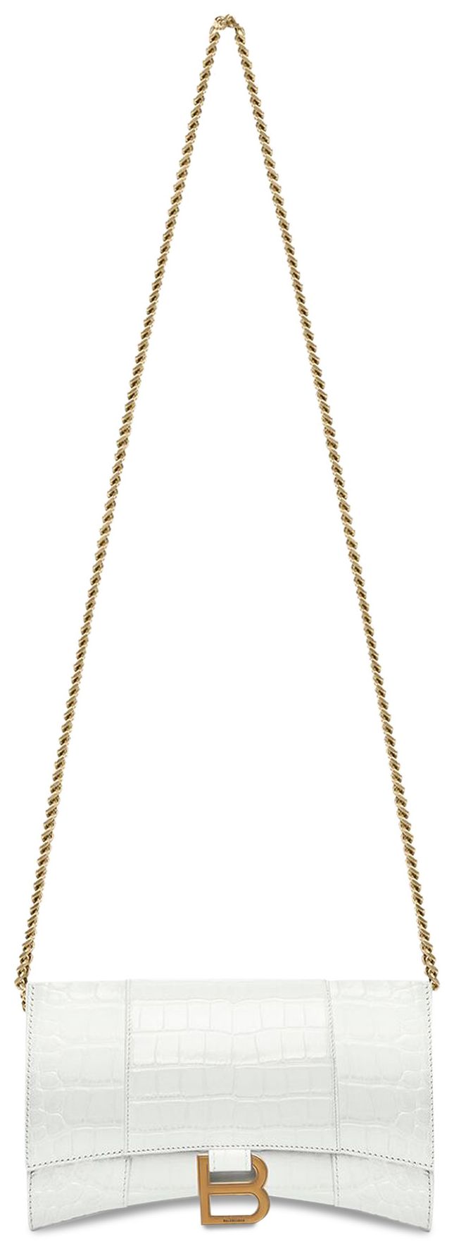 Balenciaga Hourglass Wallet On Chain White