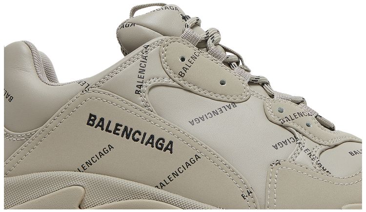 Balenciaga Triple S Sneaker Allover Logo   Beige