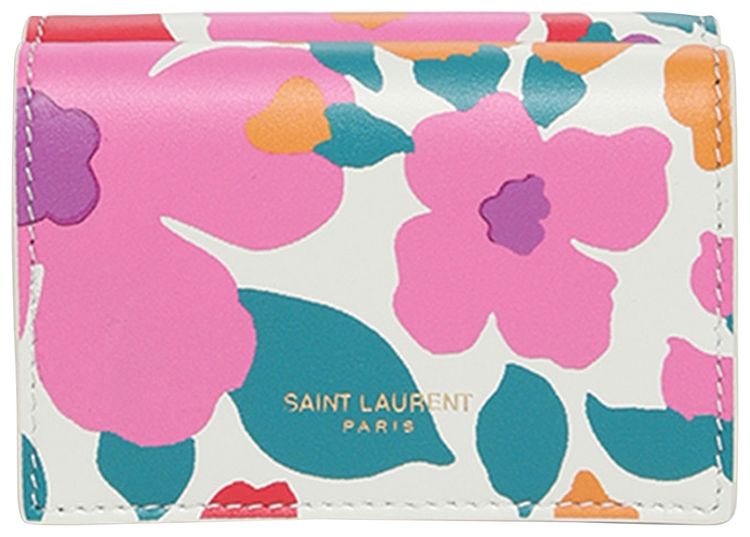 Saint Laurent Flower Print Origami Tiny Wallet Multicolor