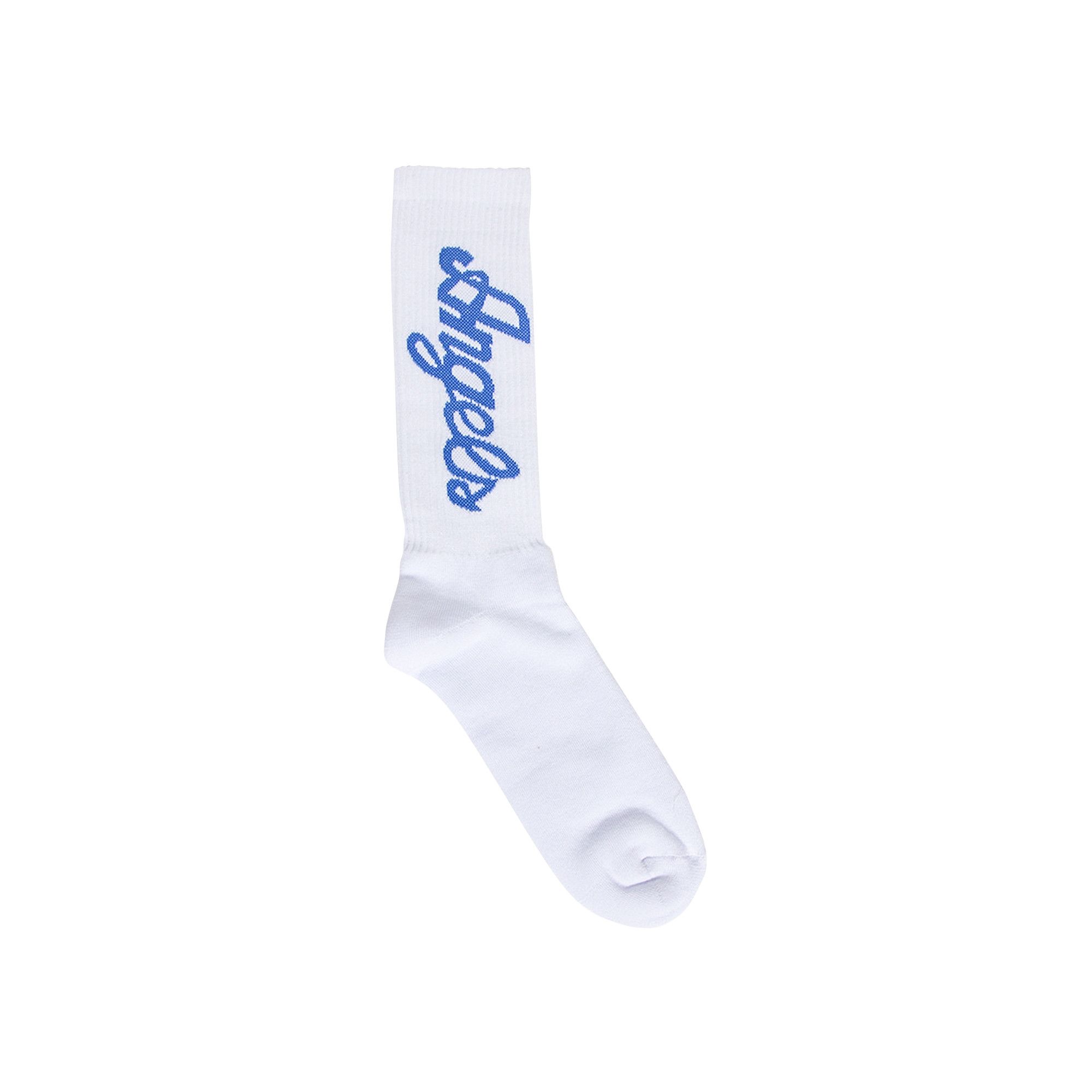 Buy Palm Angels Angels Socks 'White/Blue' - PWRA007S22FAB0010145