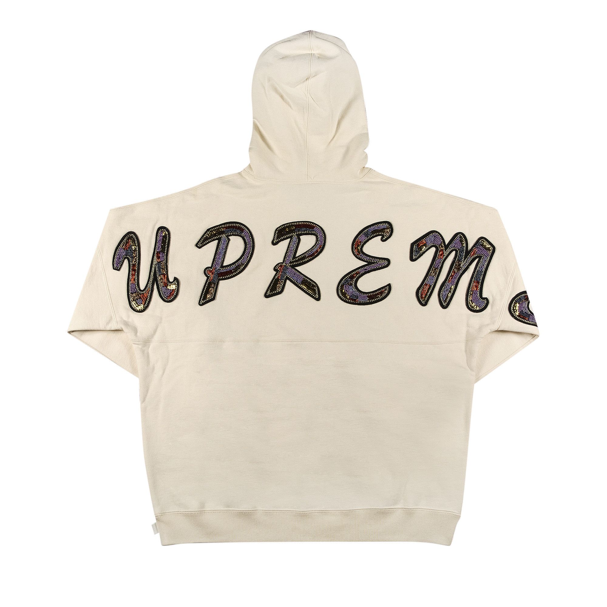 Size xl Supreme Beaded Hooded Sweatshirt 'Natural'