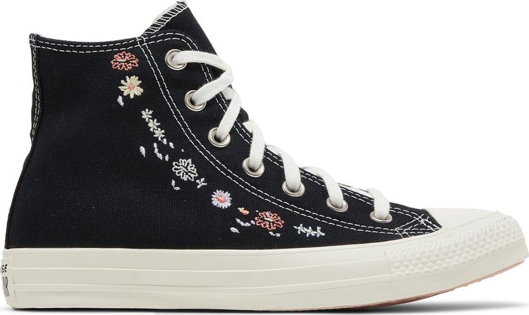 Wmns Chuck Taylor All Star High 'Embroidered Floral - Black' | GOAT