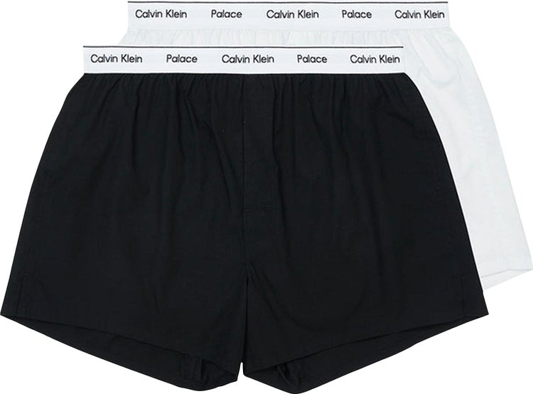Buy Palace x Calvin Klein Woven Boxers 2Pk 'Classic White/Black' - 40288UC  001