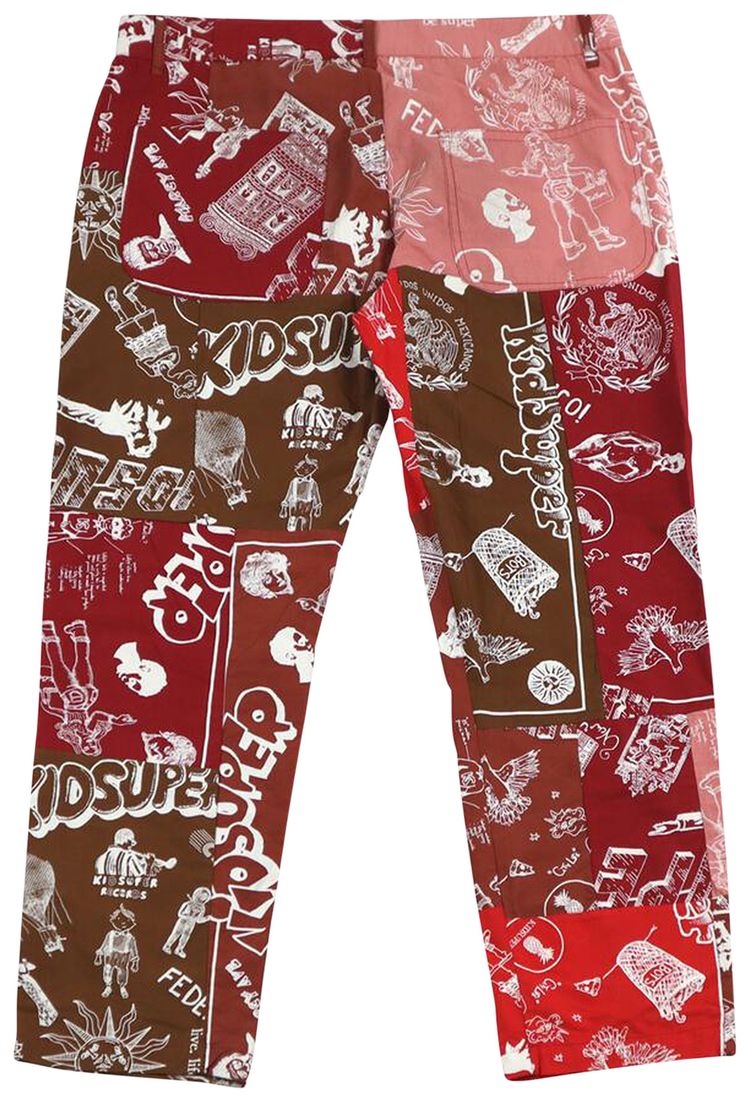 KidSuper Super Patchwork Trouser Red