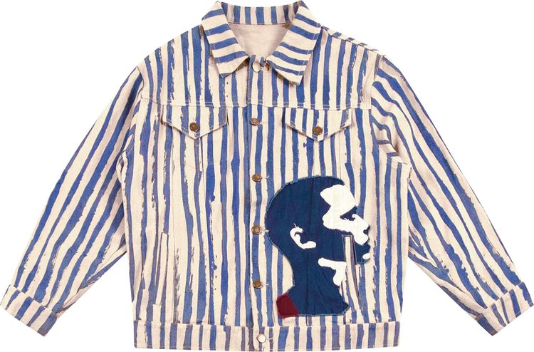 KidSuper Striped Denim Face Jacket 'Multicolor'