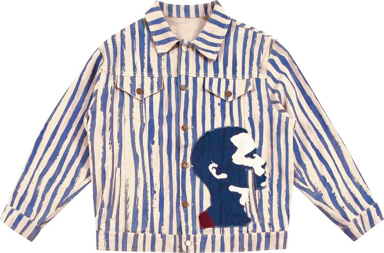 KidSuper Striped Denim Face Jacket Multicolor