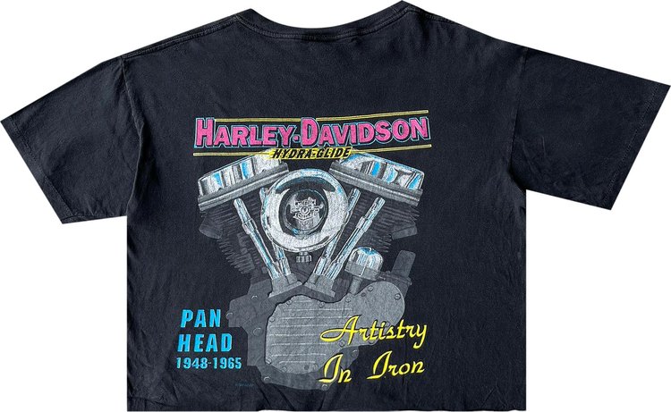 Pre Owned 1990s Harley Davidson Pan Head Cut Off Tee Black