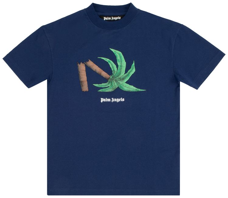 Palm Angels Broken Palm Classic Tee Navy BlueGreen