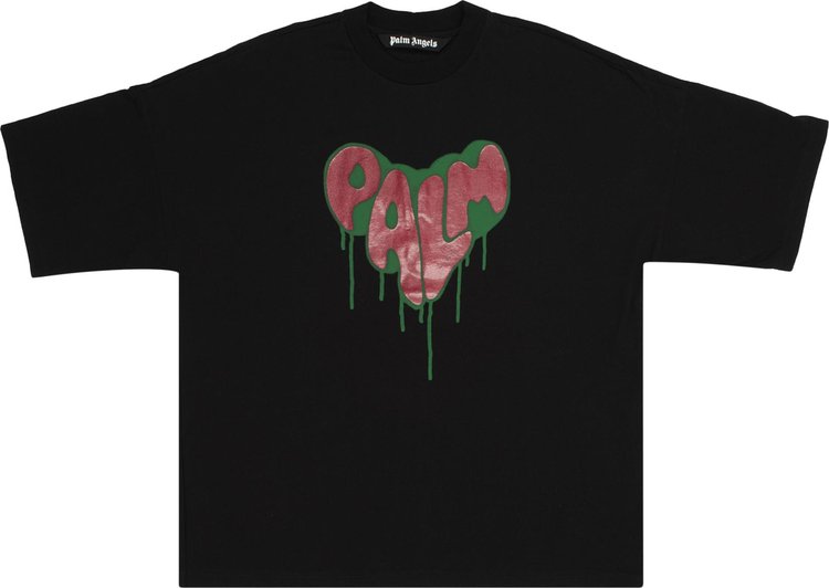 Shop Palm Angels Spray Paint Heart Logo T-Shirt