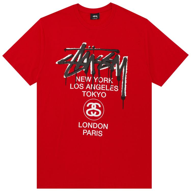 Stussy World Tour Drip Tee Red