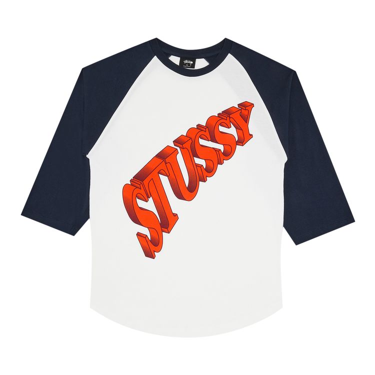 Stussy Super Raglan Long Sleeve WhiteNavy