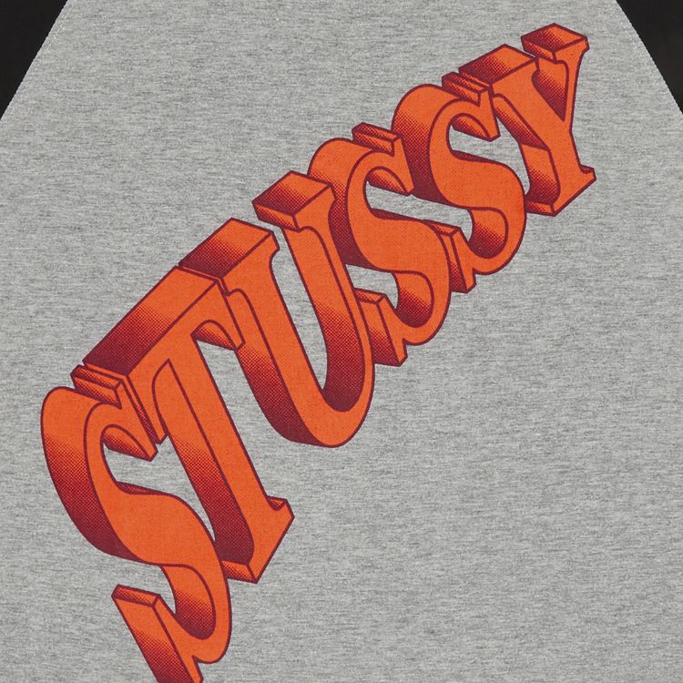 Stussy Super Raglan Long Sleeve Grey HeatherBlack