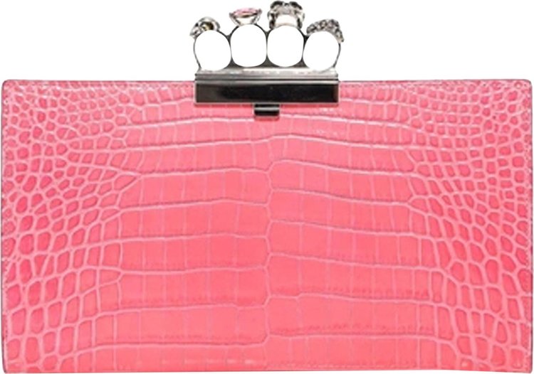 Alexander McQueen Skull Four Ring Clutch Bag Pink