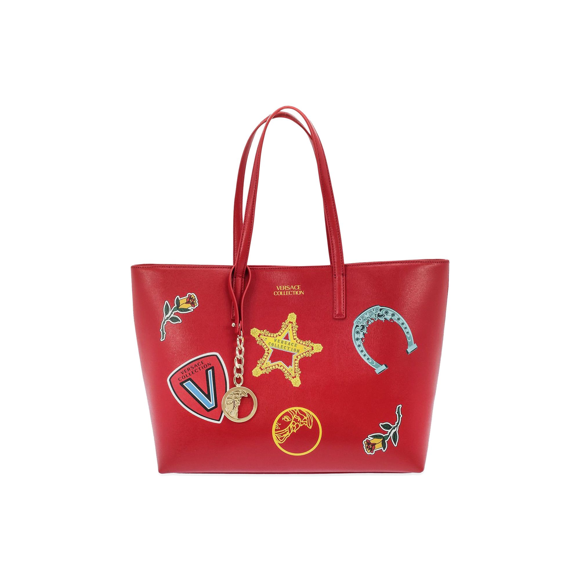 Buy Versace Graphic Print Leather Tote Bag Red LBF0492S LSSPS