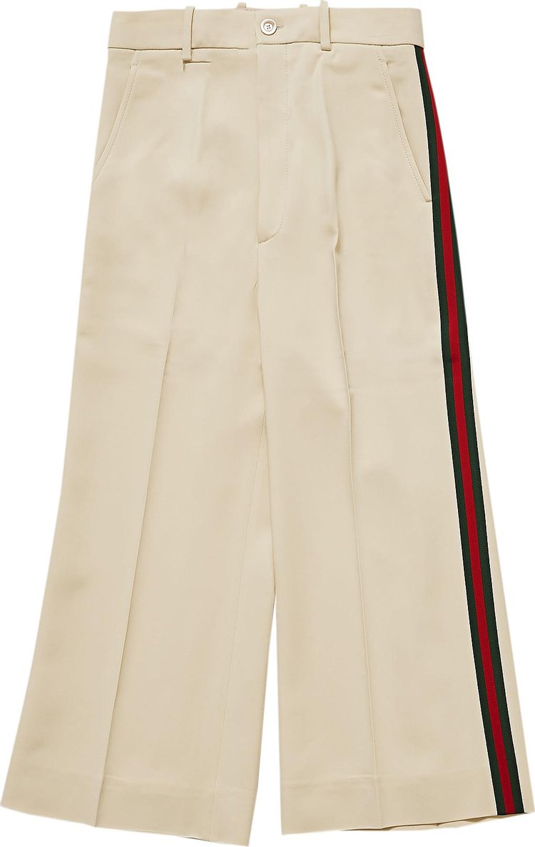 Gucci Web Striped Bootcut Pants 'White/Ivory'