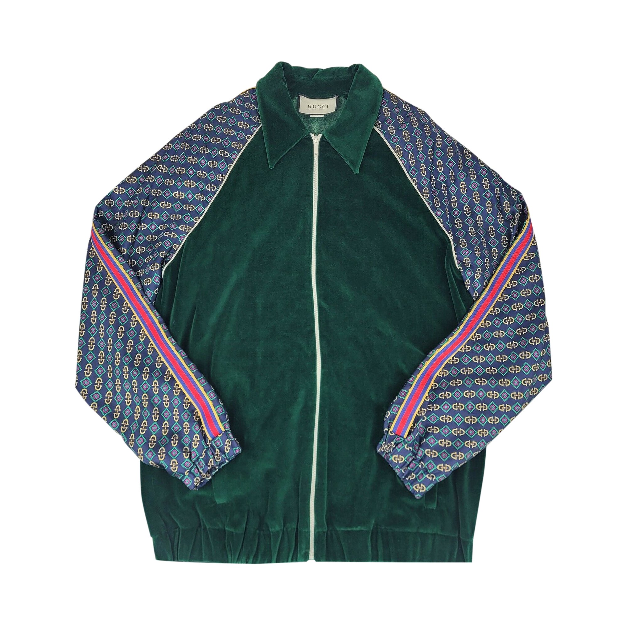 Buy Gucci Oversized Velvet Mixed Media Jacket 'Green'