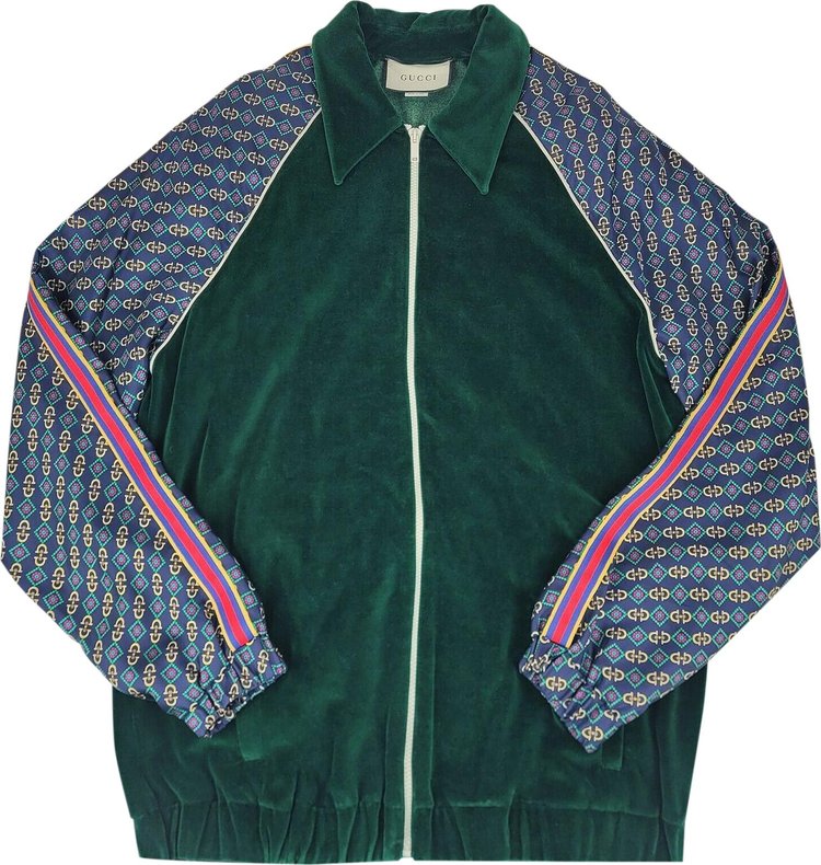 Gucci Oversized Velvet Mixed Media Jacket 'Green'