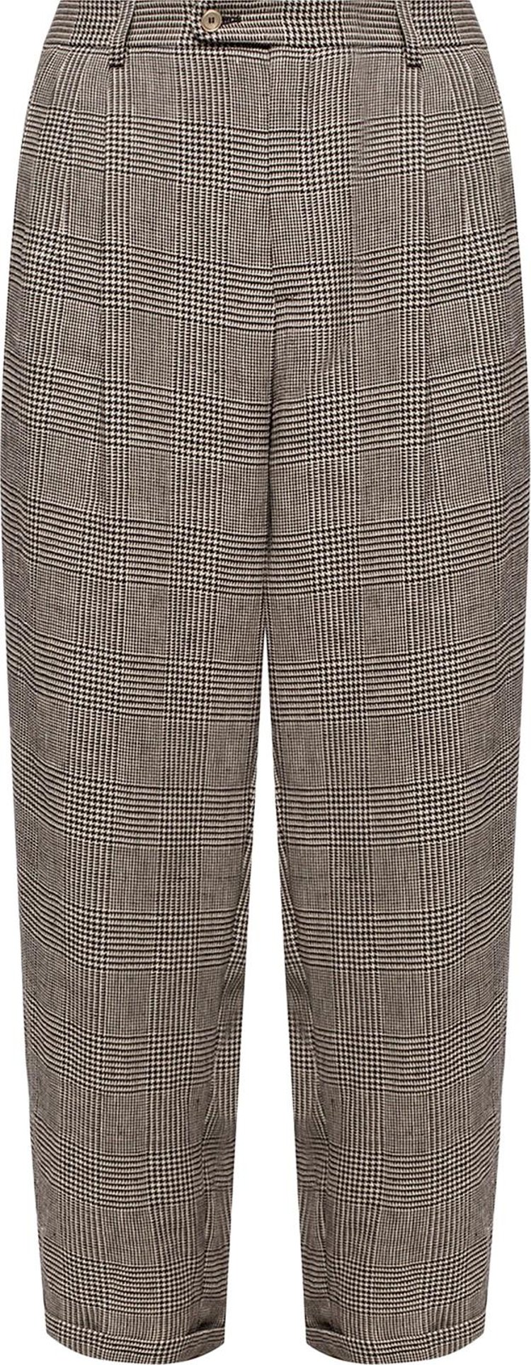 Gucci Checked Linen Cropped Trousers 'Brown'