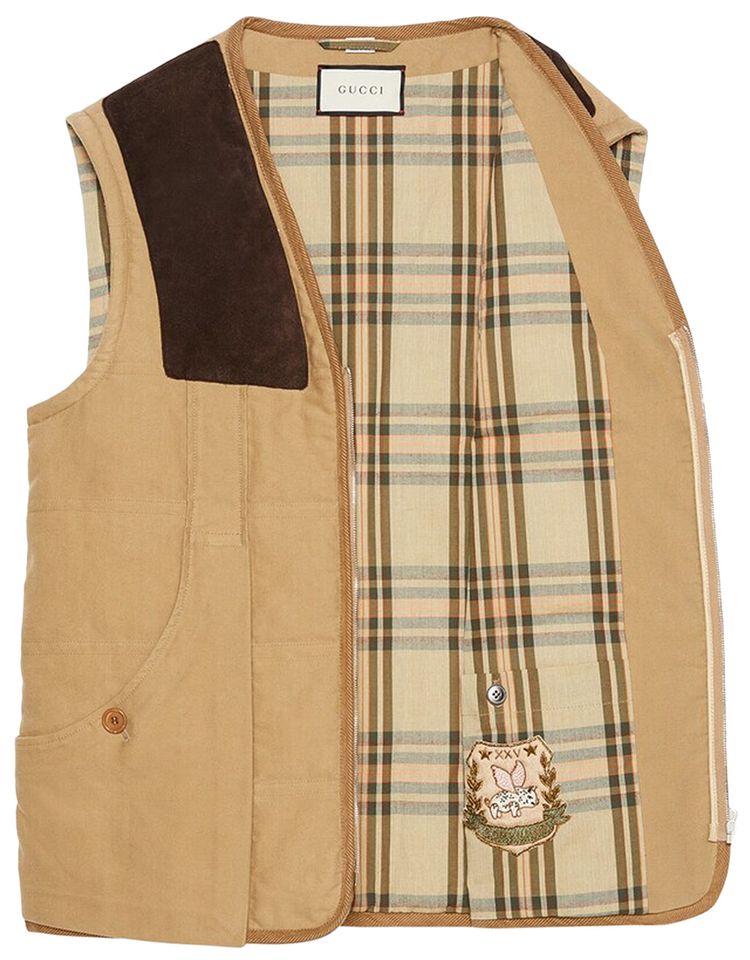 Gucci Moleskin Vest With Suede Details Brown