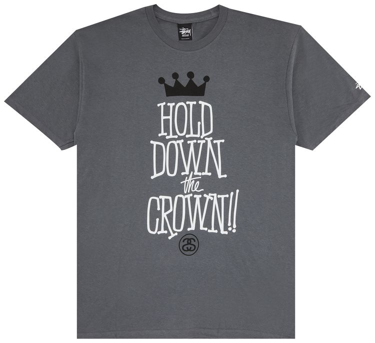 Stussy Hold Down The Crown Tee Charcoal