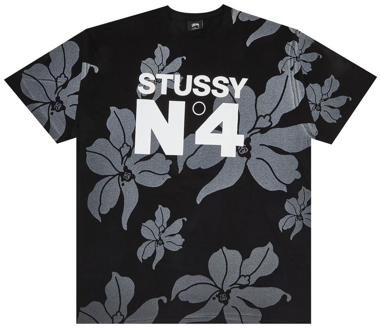 Stussy No 4 Flowers Tee Black