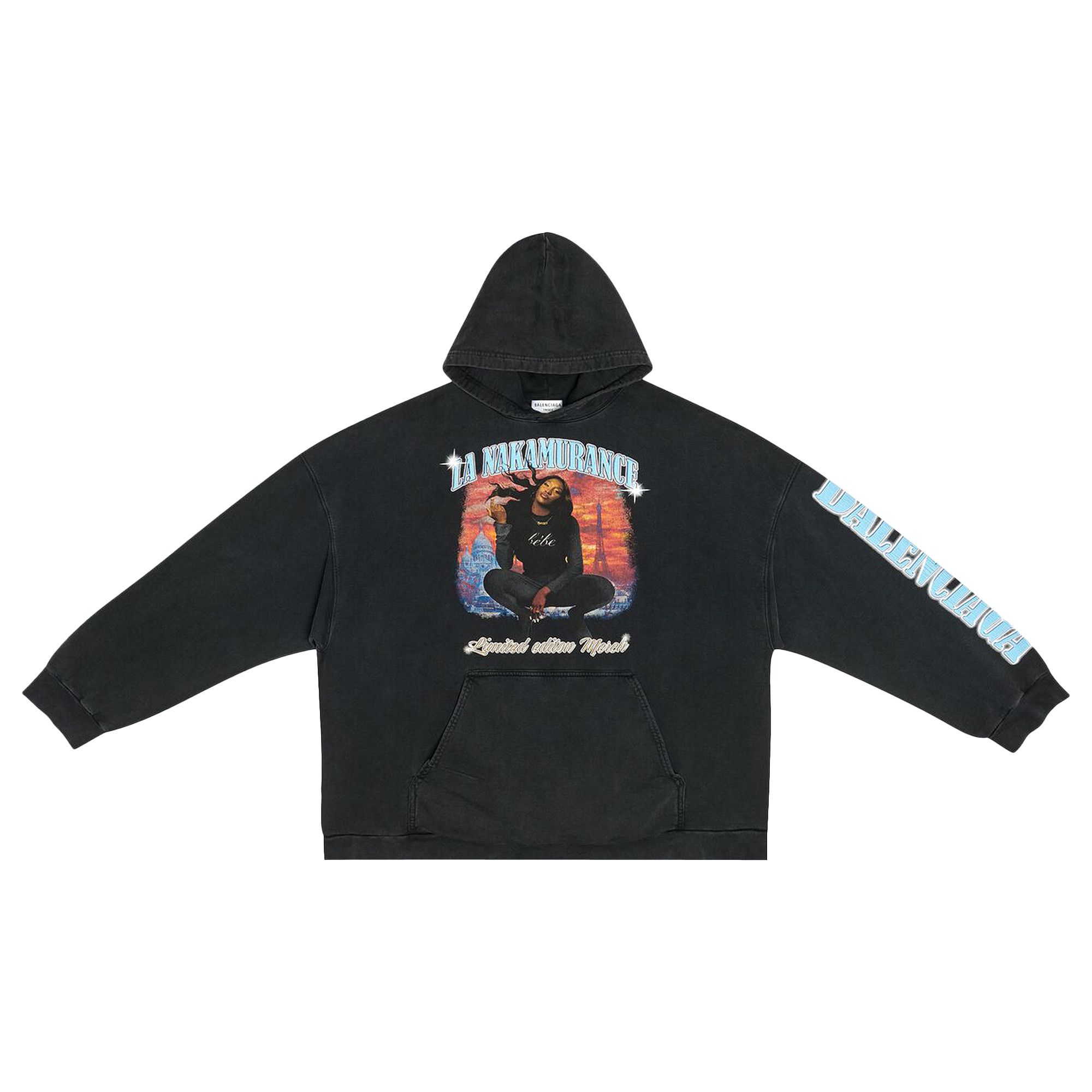 Size 7 Balenciaga Music Aya Nakamura Merch Hoodie Wide Fit Black