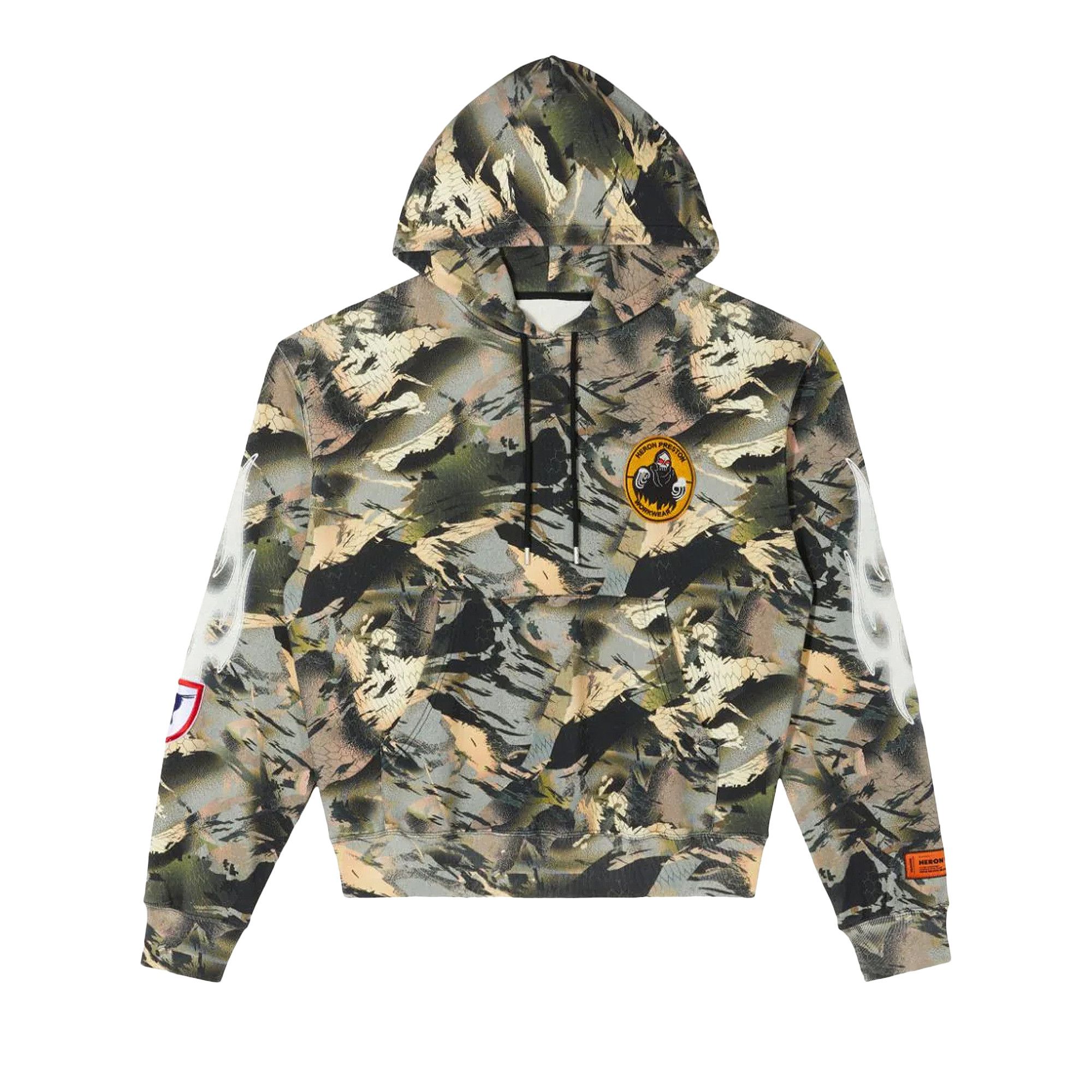 Size l Heron Preston Hoodie Camo Flaming Sleeve Camou Green