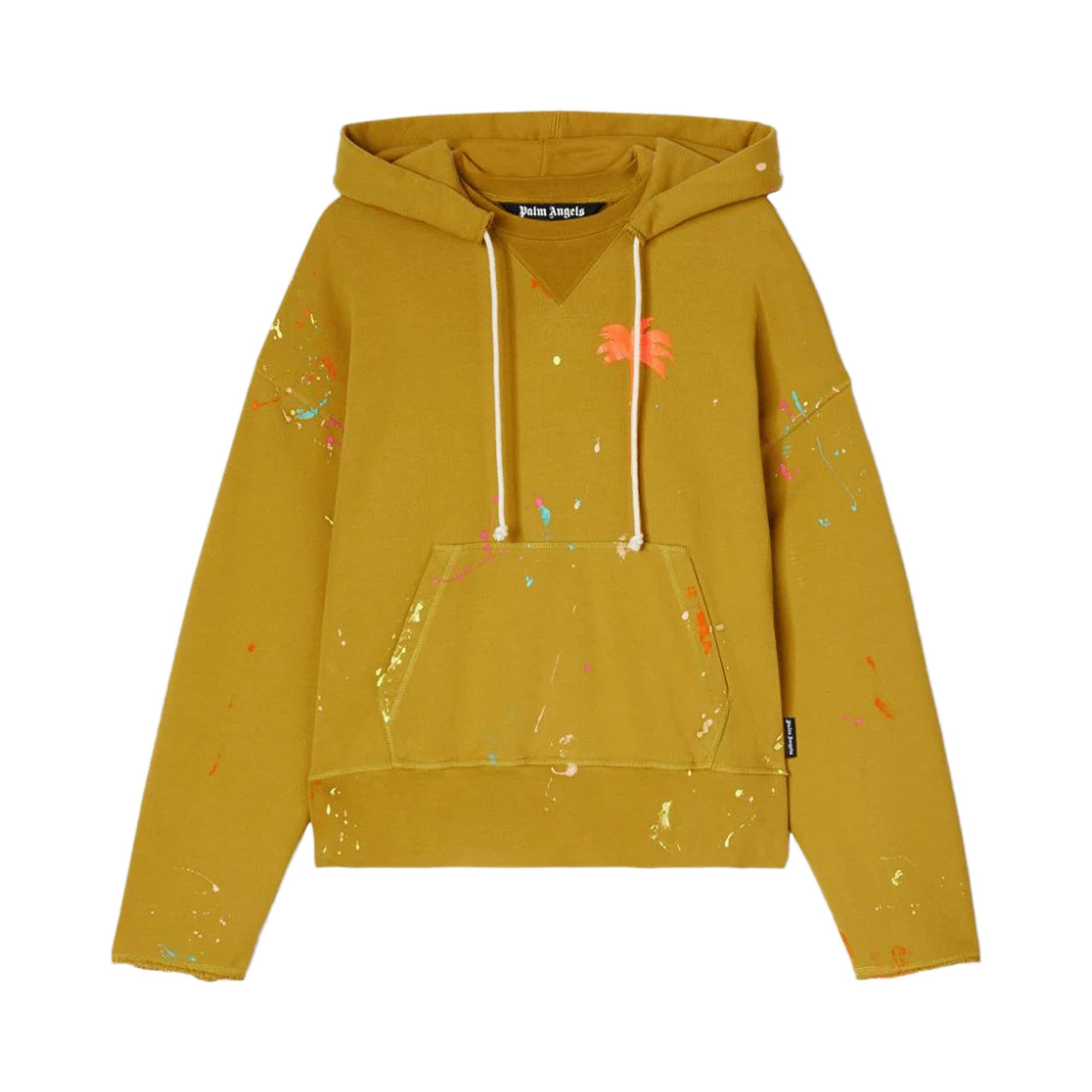 Buy Palm Angels Painted Palm Tree Hooded Sweatshirt Brown Orange PMBB104S22FLE0016020 GOAT