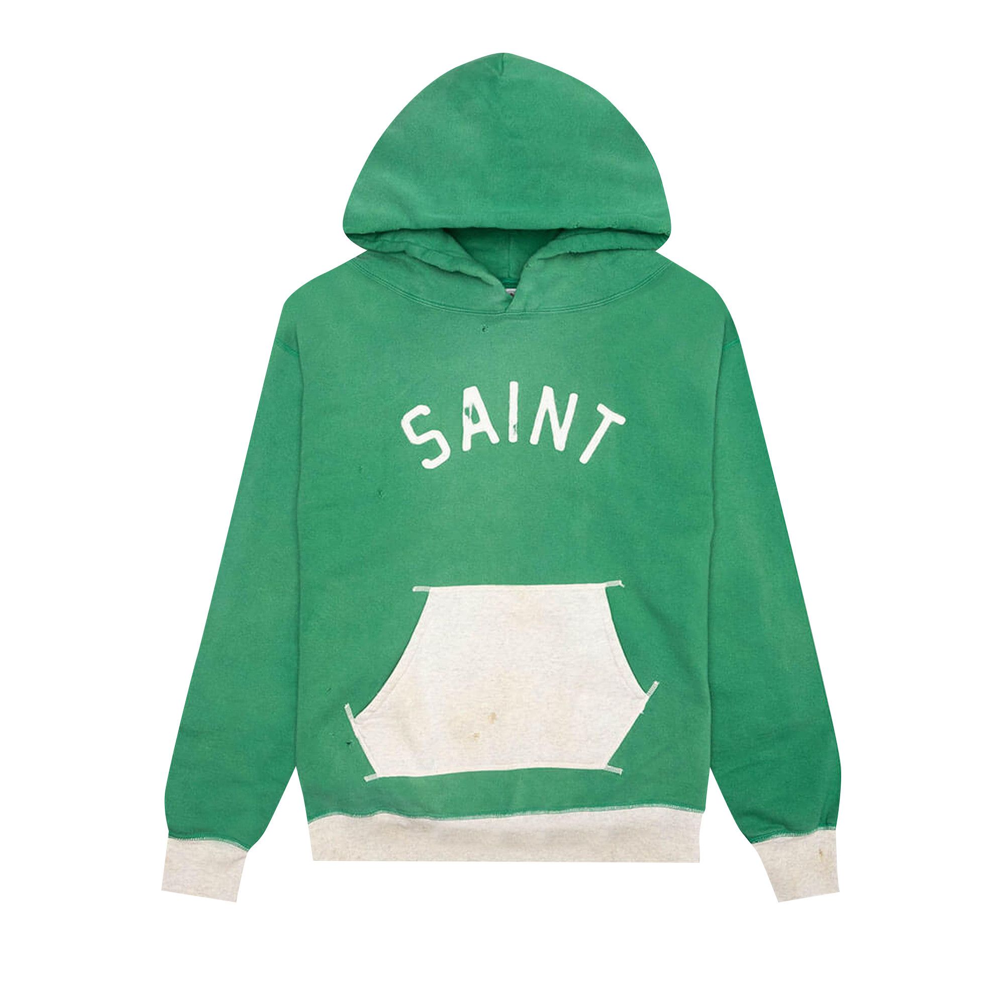 Buy SAINT Mxxxxxx Felt Hoodie 'Green/Grey' - SM S22 0000 041 GREE