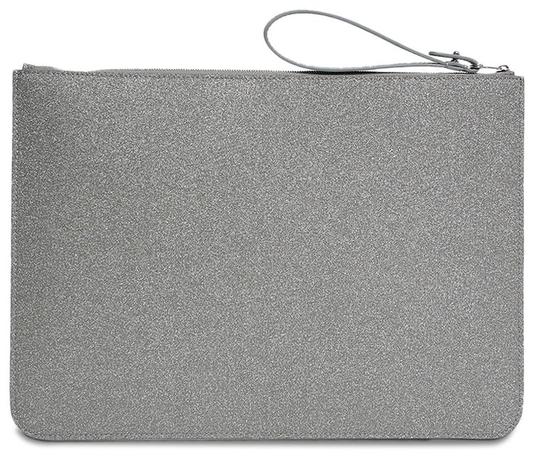 Balenciaga Top Zip Glitter Pouch Grey