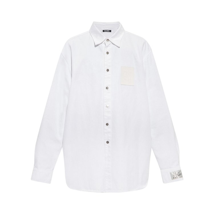 Raf Simons Straight Fit Denim Shirt With Label On Sleeve 'White'