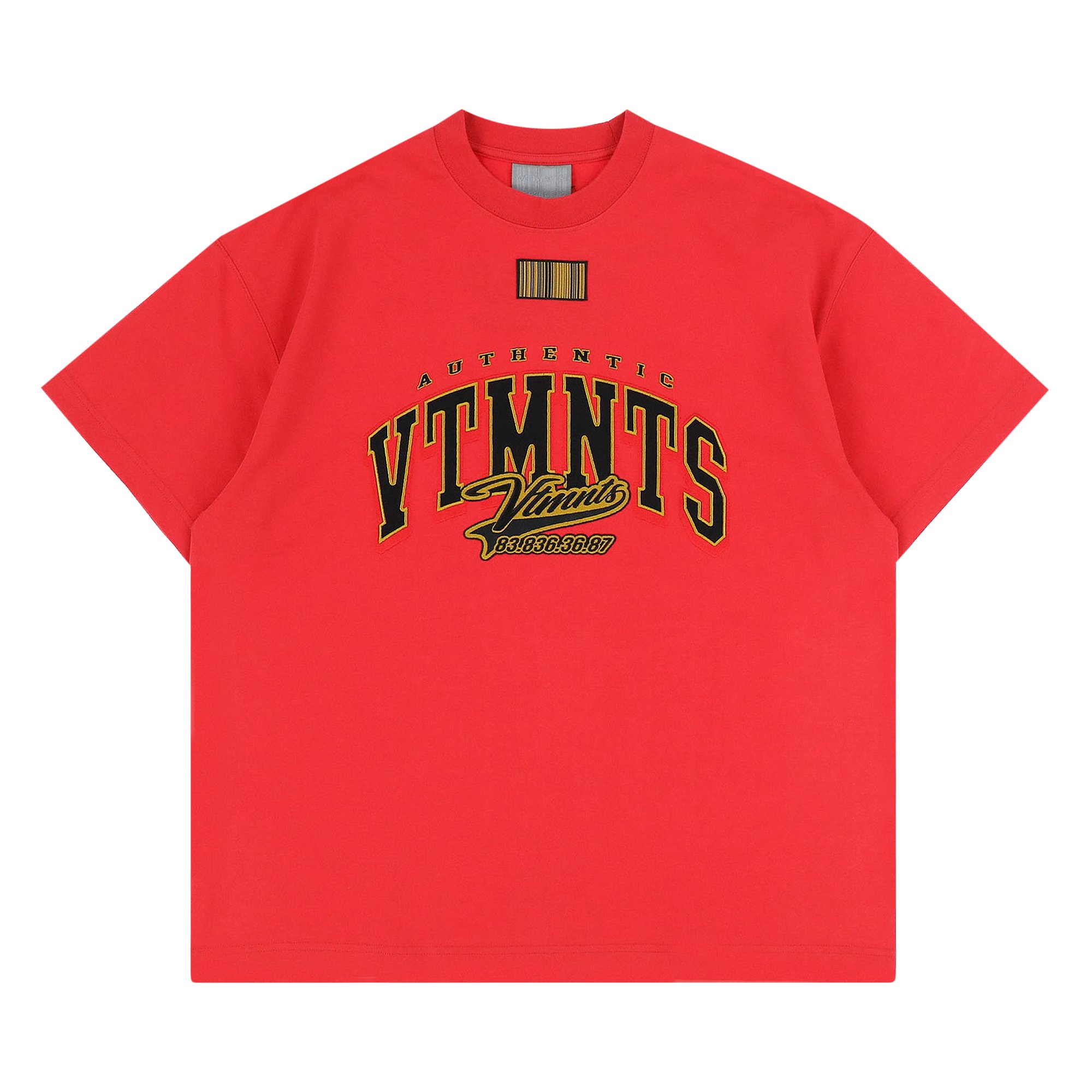 Buy VTMNTS College T-Shirt 'Red' - VL12TR180R RED | GOAT