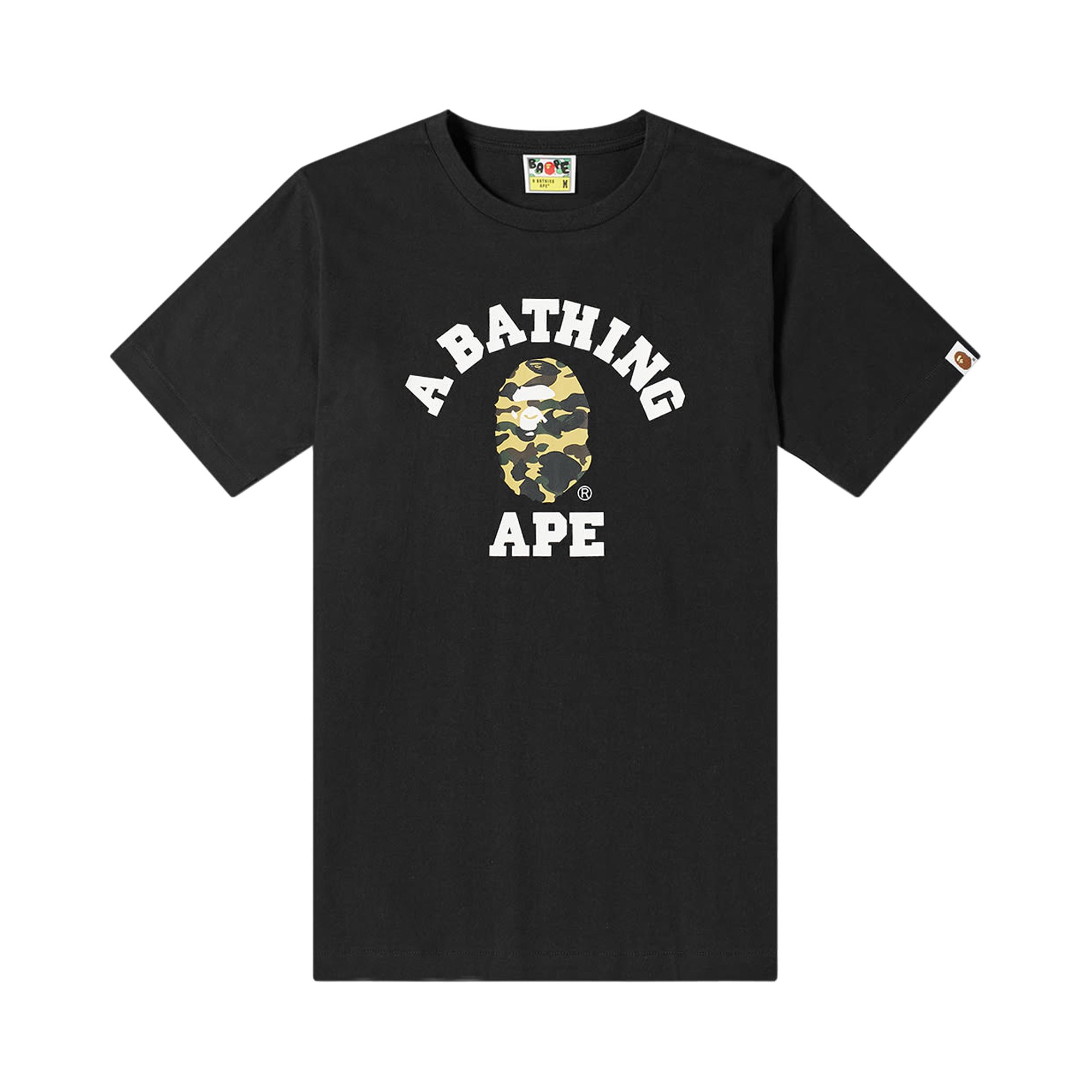 Buy BAPE 1st Camo College Relaxed Tee 'Black/Yellow' - 1H30 110