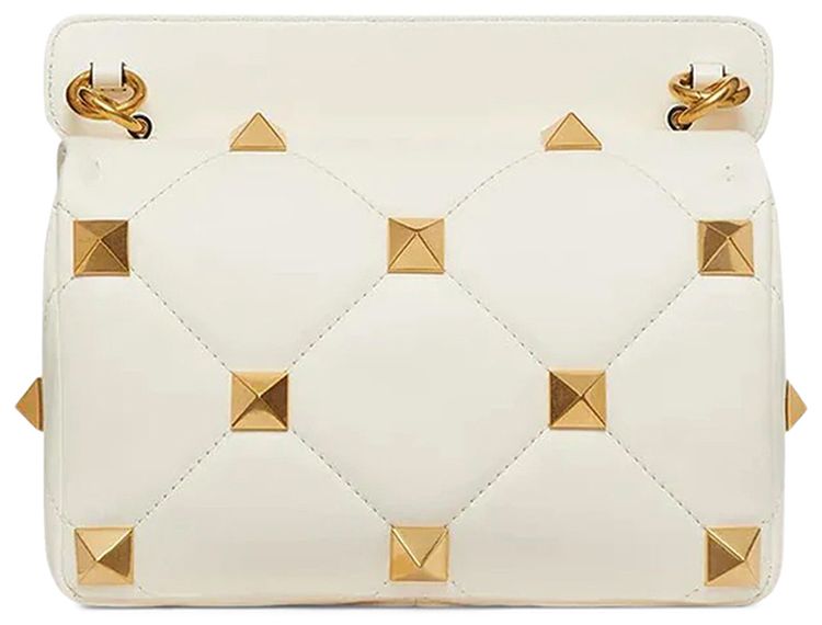 Valentino Medium Roman Stud Shoulder Bag White